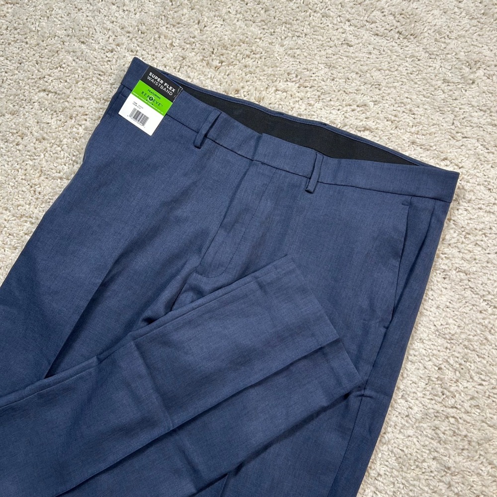 Haggar Dress Pants 36x32 Blue Comfort Performance Flex Waistband Straight New